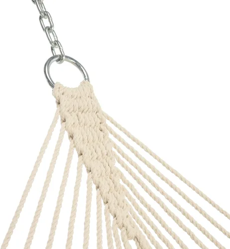 Vista 7 de Castaway Living - Hamaca doble tradicional tejida a mano con cuerdas de algodón, de 13 pies con cadenas de extensión, y ganchos para árboles gratis