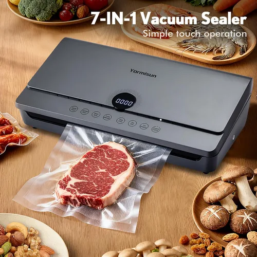 Vista 8 de Sellador al vacío para alimentos 90Kpa Potente máquina de sellado al vacío 7 en 1 modos con bolsa de almacenamiento de frescura Potente