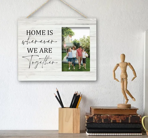 Vista 5 de SRADMO Marco de fotos Home Is Wherever We Are Together con citas familiares de 10 x 8 pulgadas, marco de fotos de madera para mujeres, hombres