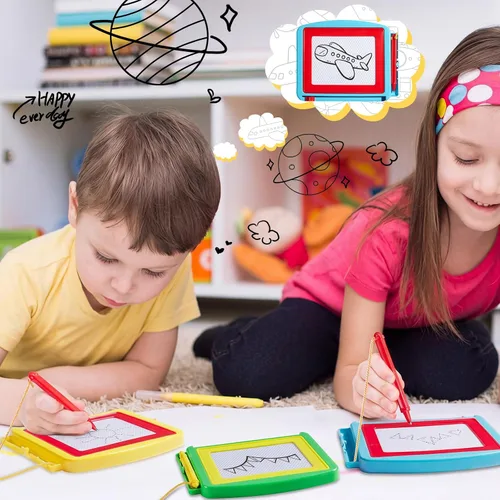 Vista 6 de Tinlade Paquete de 12 mini tableros magnéticos de dibujo para niños, pequeño boceto borrable, bloc de escritura, juguete de pintura a granel, regalo