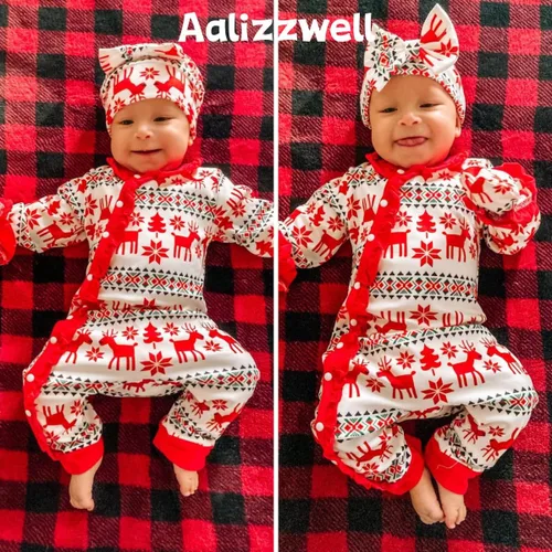 Vista 3 de Aalizzwell Newborn Baby Girls Christmas Romper