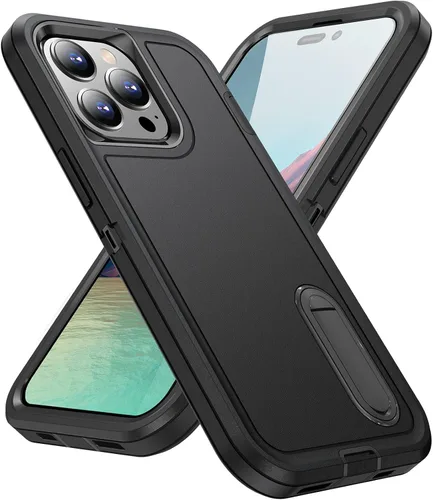 Vista 13 de IDweel Funda para iPhone 15 con soporte, protección resistente a los golpes, antiarañazos, delgada, ligera, protectora resistente, funda rígida