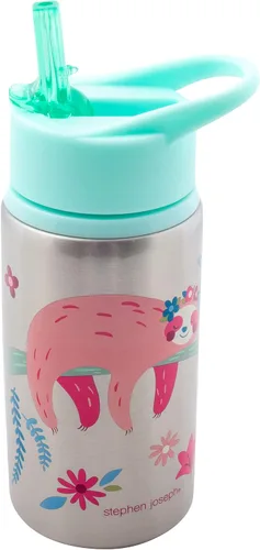 Vista 16 de Stephen Joseph Botellas de agua de acero inoxidable, 18 onzas, tapa con popote, vaso reutilizable, aislado, DINO