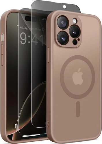 Vista 41 de GolbinBox - Funda magnética para iPhone 13 Pro Max, compatible con MagSafe, protección de cámara, protector de privacidad, funda translúcida mate, a