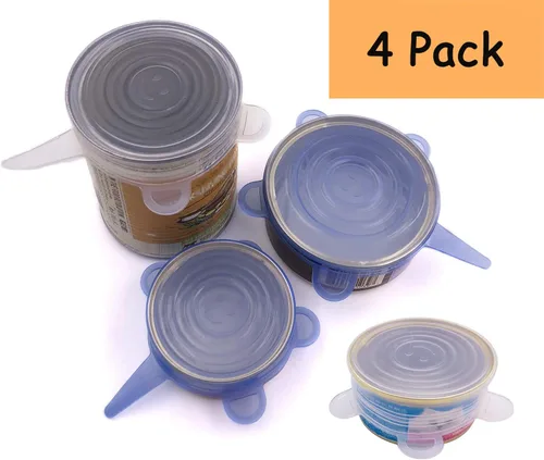 Vista 2 de COMTIM Tapas de latas de comida para mascotas, tapas elásticas de silicona para comida de perros y gatos, reutilizables, expandibles