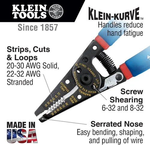 Vista 6 de Klein Tools Pelacables y cortador - 6-12 AWG trenzado y sólido 20-30, trenzado 22-32
