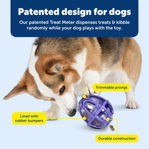 Vista 4 de PetSafe Busy Buddy Kibble Nibble juguete para perro dispensero de comida, S, Púrpura