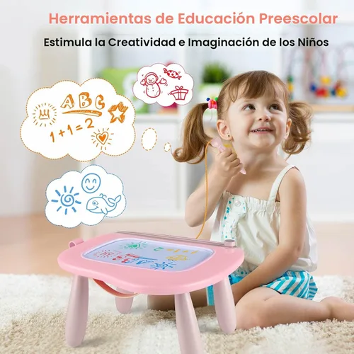 Vista 6 de Smasiagon - Pizarra de dibujo magnética para niños, juguetes para niñas de 1 a 2 años, pizarra de garabatos portátil para aprender y juguetes