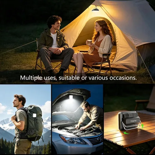 Vista 5 de Linterna LED recargable para campamento, 5000 mAh, 2000 lúmenes, 20 W, luz de campamento portátil, lámpara colgante magnética con carga rápida, 4