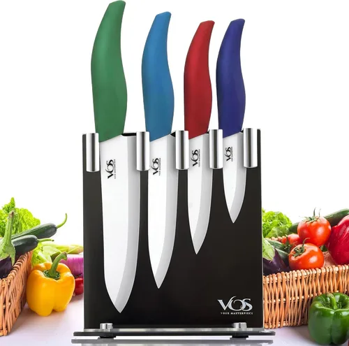 Vista 16 de Vos Juego de cuchillos de cerámica con pelador, juego de cuchillos de cerámica para cocina, juego de cuchillos de cocina ultra afilados con fundas