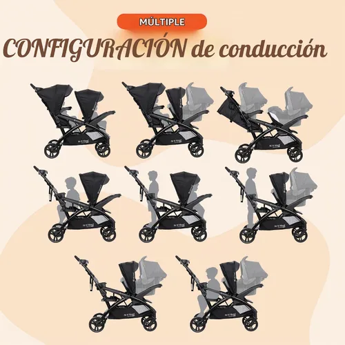 Vista 6 de Baby Trend Sit N' Stand Cochecito doble tándem con 2 asientos de coche para bebé EZ-Lift Plus, Magnolia