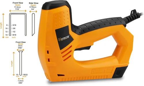 Vista 3 de Hoteche Clavadora/grapadora eléctrica Brad - Pistola de grapas eléctrica 2 en 1 y pistola de clavos para carpintería y tapicería - Incluye 100