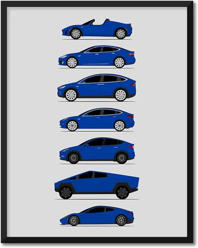 Vista 17 de Custom Car Posters Póster hecho a mano compatible con Tesla Generations e impresión de Roadster, Model S, Model X, Model 3, Model Y, Cyber Truck