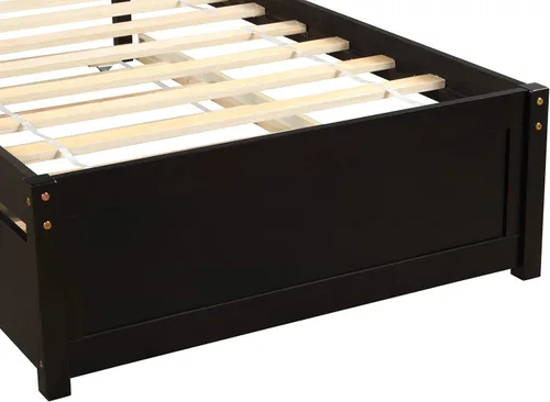 Vista 6 de Harper & Bright Designs Cama individual con cama nido, cama individual de plataforma de madera con cabecera y base de colchón estribo, fuerte