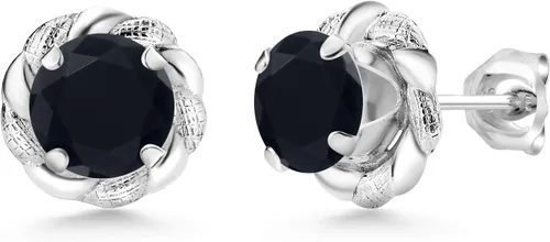 Vista 378 de Gem Stone King Aretes de plata de ley 925 de 0.236 in con piedra natal redonda para mujer