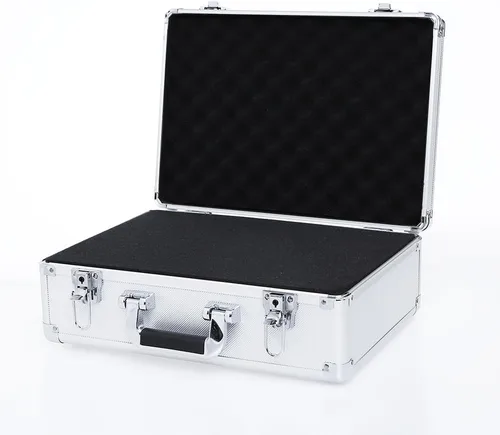 Vista 7 de maleta rígida de aluminio de 14" con inserto de espuma personalizable DIY (interior de 13 x 9 x 4")