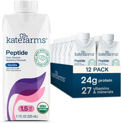 Vista 8 de KATE FARMS Fórmula Orgánica de Péptidos para Adultos 1.5, Natural, Fuente Única, Nutrición a Base de Plantas Hidrolizada para Alimentación Oral