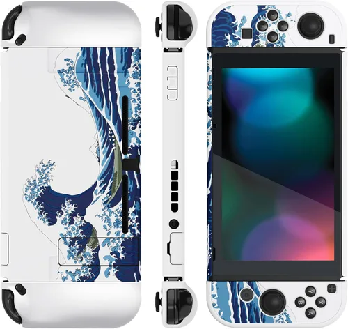 Vista 7 de PlayVital Funda acoplable mejorada para Nintendo Switch, funda protectora ergonómica para Nintendo Switch, protector separable carcasa dura