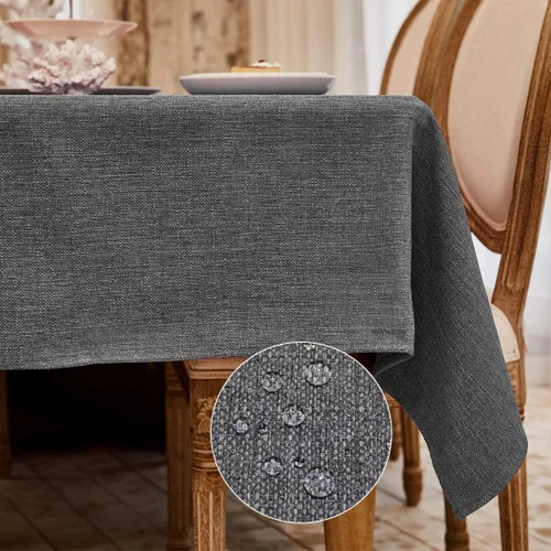 Vista 21 de Mantel rectangular de 55 x 71 pulgadas, lino sintético, sin arrugas e impermeable, mantel rectangular verde aguacate para cocina, comedor, fiesta