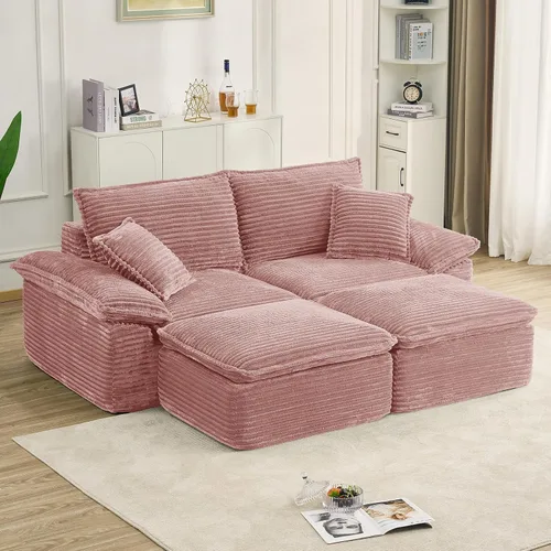 Vista 14 de Tumbona de 47 pulgadas para interiores, moderno sofá cama sin huesos con otomana, silla de asiento profundo con almohadas, cómodos sofás seccionales