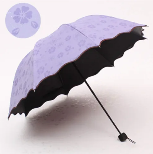 Vista 2 de zmgmsmh Sombrillas plegables compactas de viaje sombrilla para sol y lluvia con material de floración Met Water Blomssom