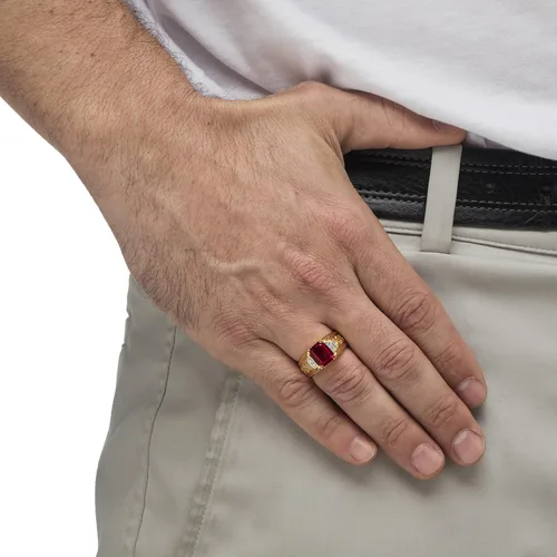 Vista 3 de PalmBeach - Anillo para hombre, chapado en oro amarillo, talla 8 a 13