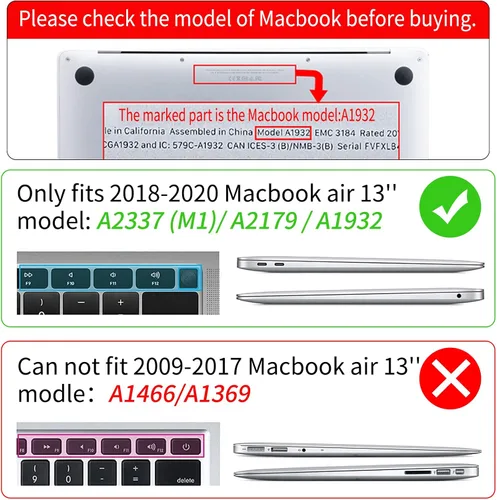 Vista 7 de Funda protectora de plástico rígida de plástico con funda para teclado compatible con MacBook Air de 13 pulgadas 2020, 2019, 2018, A2179, M1, A2337