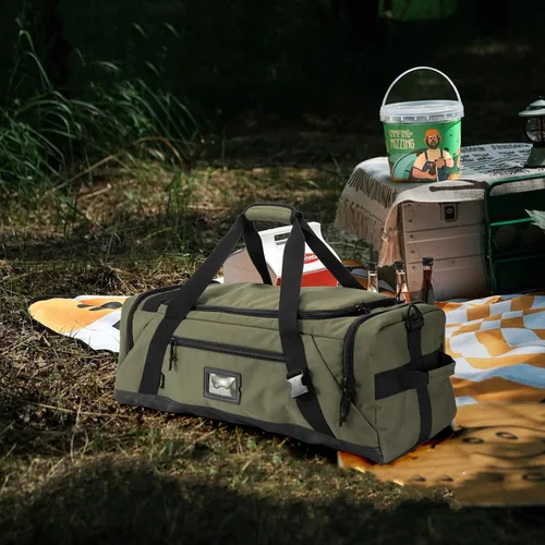 Vista 6 de Bolsa de lona grande, bolsas de gimnasio para hombres, bolsa de fin de semana para mujeres, mochila de viaje, bolsa de lona deportiva, Verde Armada