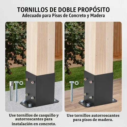 Vista 3 de VEVOR Base para Poste 4x4 2 Piezas, Tamaño Interior 3.6"x3.6" Soportes de Base para Poste, Anclaje de Poste de Servicio Pesado con Recubrimiento