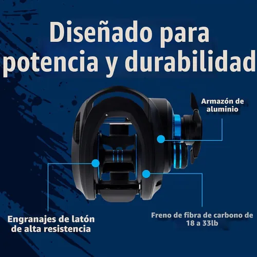Vista 4 de Reaction Tackle Carrete de pesca ProSpin Baitcasting, marco de aluminio, relación de engranaje 6.8:1, rodamientos lisos 11+1, lanzador de cebo