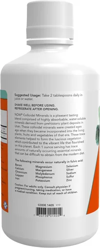 Vista 3 de NOW Foods Suplementos, minerales coloidales líquidos, derivados de plantas, minerales traza esenciales, 32 onzas