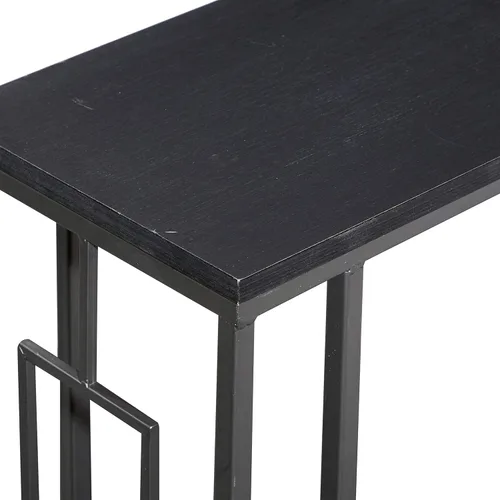 Vista 6 de Deco 79 Mesa auxiliar de metal en forma de C con base de metal negro, mesa auxiliar de 19 x 10 x 26 pulgadas, color negro