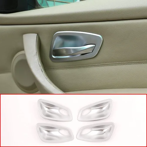 Vista 7 de Accesorios de coche ABS cromo interior puerta tazón cubierta Trim 4pcs para BMW E90 3 serie 2005-2012 (plata)
