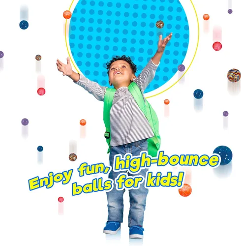 Vista 5 de 2CHILL Hi Bounce - Pelotas pequeñas con rebote para niños, estilos surtidos (2 paquetes, 18 bolas en total) – Pelotas de goma coloridas de 1-1.75