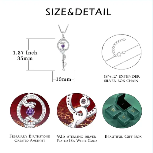 Vista 5 de FJ Collar con colgante de llave de serpiente, joyería Wicca para mujer, Circonia cúbica
