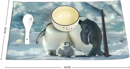 Vista 2 de Penguin Family Placemats Set of 6 Resistant Table Mats Washable Place Mats for Dinner Party Table Decoration