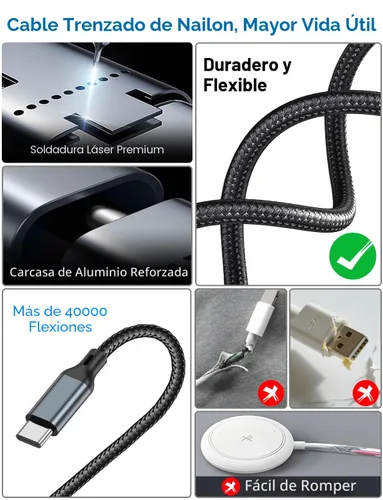 Vista 5 de Cable de carga múltiple para cargador de Apple Watch/cargador de iPhone, cable tipo C para iWatch Ultra/10-2/iPhone 17-11/Samsung S25-S20 1-negro
