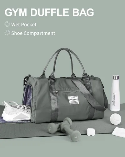 Vista 2 de Bolsa de lona de viaje, bolsas de fin de semana para mujeres y hombres, bolsa de transporte durante la noche, bolsa de hospital, bolsa de gimnasio