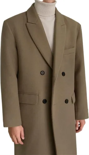 Vista 4 de Mens Coat Double Breasted Notched Lapel Collar Knee Length Outdoor Classic Windbreaker Winter