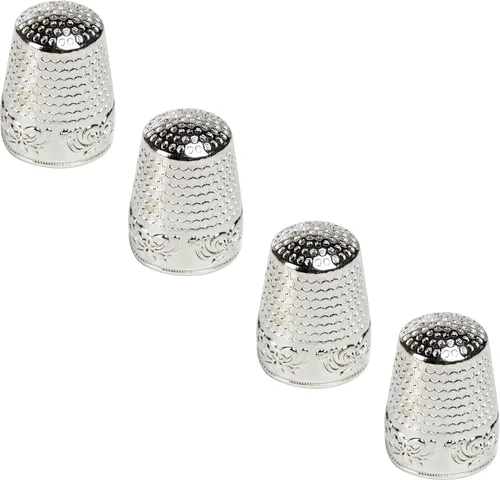 Vista 6 de AXEN Dedal de costura de 4 piezas, protector de dedo de metal para costura, accesorios para herramientas de costura DIY, deslumbrar