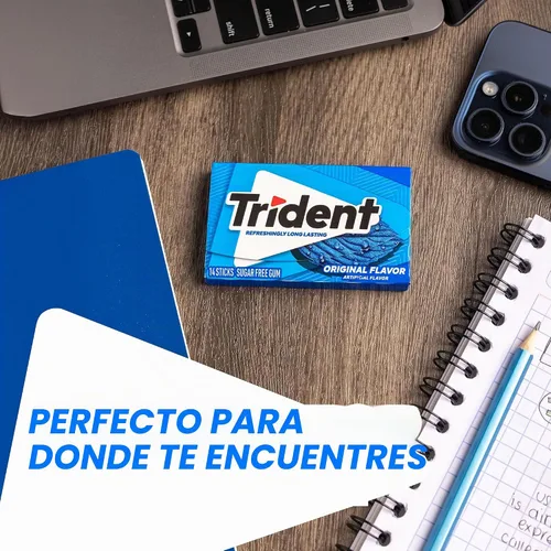 Vista 4 de Trident Goma de mascar sin azúcar, sabor original, 14 piezas (paquete de 1)