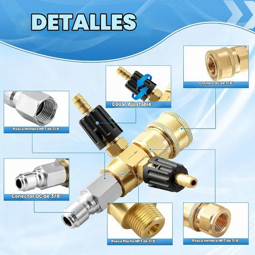 Vista 2 de JOEJET Inyector descendente ajustable para lavadora a presión, 3-5 GPM