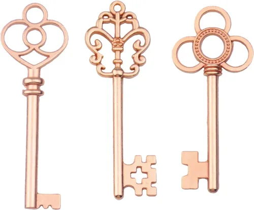Vista 11 de Aokbean Juego mixto de 30 llaves de esqueleto grandes en bronce antiguo, juego de 30 llaves Retro Decorative Craft Keys, Antique Color Finish