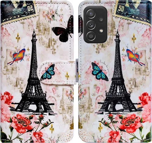 Vista 20 de Bcov Funda para Galaxy A52 5G, diseño de pájaro negro y verde con tapa para teléfono con ranura para tarjetas, soporte para Samsung Galaxy A52 5G