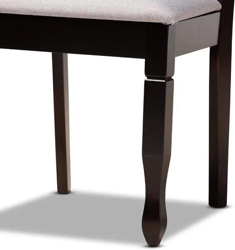 Vista 5 de Baxton Studio Lanier - Juego de sillas de comedor de 2 piezas, tapizadas de tela gris, madera con acabado marrón expreso Gris/Café Espresso