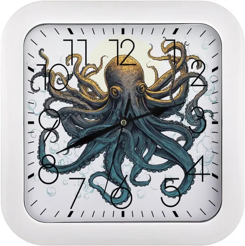 Vista 12 de 10" Square Modern Wall Clock,Animal Patterns Print Kitchen Clocks Wall Battery Operated,Silent Non Ticking Unique Funny Cute Wall Clock for Living