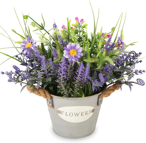 Vista 11 de Plantas Falsas Flores de Lavanda Morada Hierba Falsa con Maceta Decoraciones de Fiesta 10" de Alto Planta Artificial Estética para Hogar Oficina