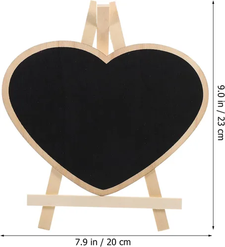 Vista 7 de 4 piezas de pizarra vertical caballete pizarra de mensajes de corazón letreros pizarra con base mini manualidades infantiles panel sándwich de madera