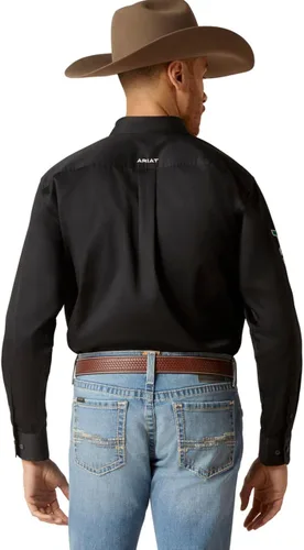 Vista 2 de ARIAT Mens Mexico Team Logo Twill Classic Fit Shirt Casual Casual - Black