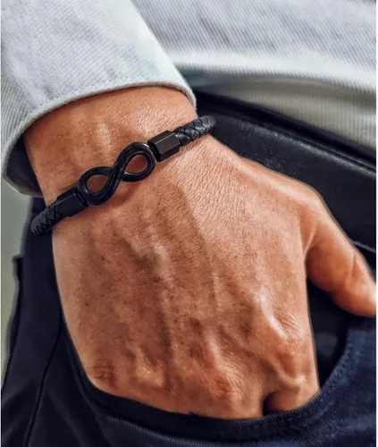 Vista 3 de Pulsera de cuero con texto en inglés "To My Man", regalo para marido de parte de WifeI Love You Forever and Always Pulseras para novio, aniversario